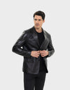 MENCIA BLAZER EN CUIR POUR HOMME | NOIR